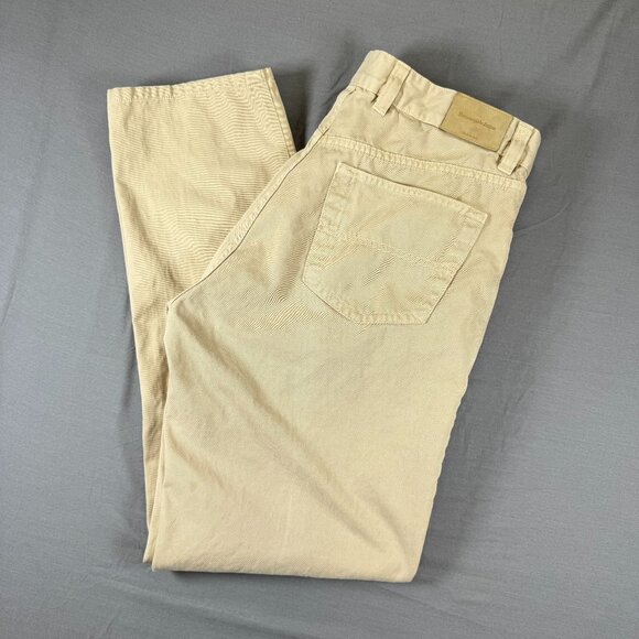 Ermenegildo Zegna D-TK-6297 Straight Leg Jeans 36x32 Made in Italy Khaki Cotton - Picture 1 of 10